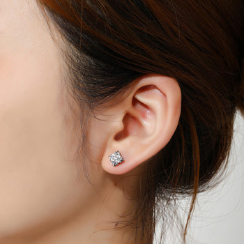 CLASSIC MOISSANITE DIAMOND IRIS STUD EARRINGS IN STERLING SILVER