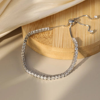 CLASSIC MOISSANITE TENNIS SLIDER BRACELET IN STERLING SILVER