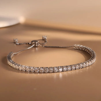 CLASSIC MOISSANITE TENNIS SLIDER BRACELET IN STERLING SILVER