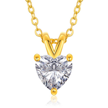 CLASSIC 1CT HEART CUT MOISSANITE DIAMOND PENDANT NECKLACE FOR WOMEN IN STERLING SILVER - IVORY & EBONY