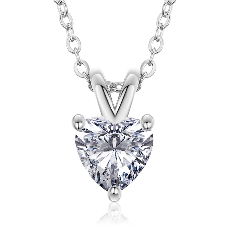 CLASSIC 1CT HEART CUT MOISSANITE DIAMOND PENDANT NECKLACE FOR WOMEN IN STERLING SILVER