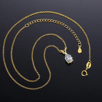 CLASSIC 1CT PEAR CUT MOISSANITE DIAMOND PENDANT NECKLACE FOR WOMEN IN STERLING SILVER - IVORY & EBONY