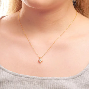 CLASSIC 1CT PRINCESS CUT MOISSANITE PENDANT NECKLACE IN STERLING SILVER - IVORY & EBONY