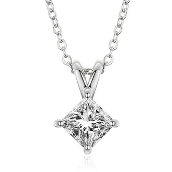 CLASSIC 1CT PRINCESS CUT MOISSANITE PENDANT NECKLACE IN STERLING SILVER - IVORY & EBONY