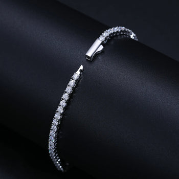 CLASSIC MOISSANITE DIAMOND TENNIS BRACELET IN STERLING SILVER - IVORY & EBONY