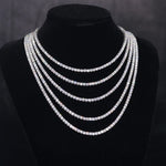 CLASSIC MOISSANITE DIAMOND TENNIS CHAIN NECKLACE IN STERLING SILVER