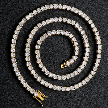 CLASSIC MOISSANITE DIAMOND TENNIS CHAIN NECKLACE IN STERLING SILVER - IVORY & EBONY