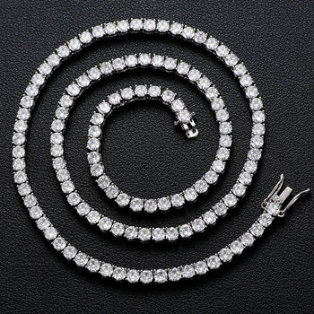CLASSIC MOISSANITE DIAMOND TENNIS CHAIN NECKLACE IN STERLING SILVER - IVORY & EBONY