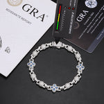 COLORED MOISSANITE FOUR LEAF CLOVER AND BEAD BRACELET IN STERLING SILVER