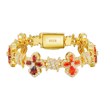 COLORED MOISSANITE FOUR LEAF CLOVER BRACELET IN STERLING SILVER