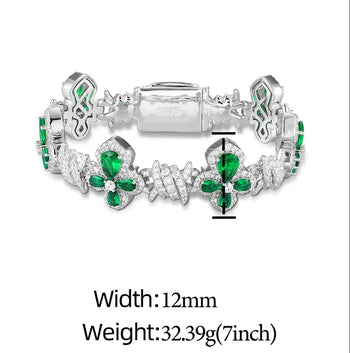 COLORED MOISSANITE FOUR LEAF CLOVER BRACELET IN STERLING SILVER