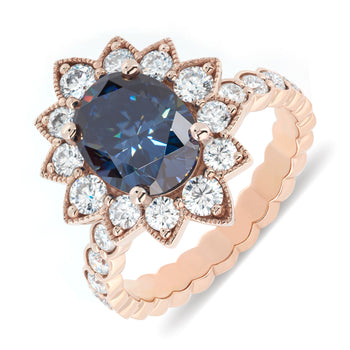 COLORED MOISSANITE ENGAGEMENT RINGS IN SOLID GOLD