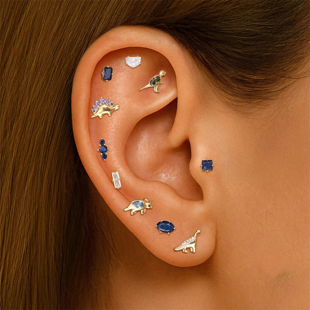 COLORFUL CARTILAGE PIERCING IN STERLING SILVER