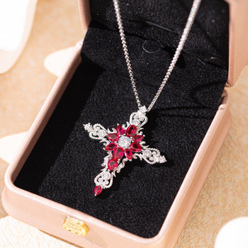 CORUNDUM LAB GROWN RUBY PENDANT IN STERLING SILVER
