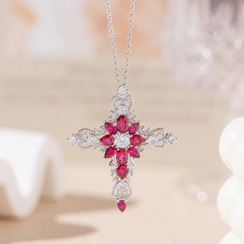 CORUNDUM LAB GROWN RUBY PENDANT IN STERLING SILVER