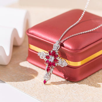 CORUNDUM LAB GROWN RUBY PENDANT IN STERLING SILVER