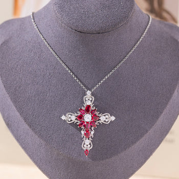 CORUNDUM LAB GROWN RUBY PENDANT IN STERLING SILVER