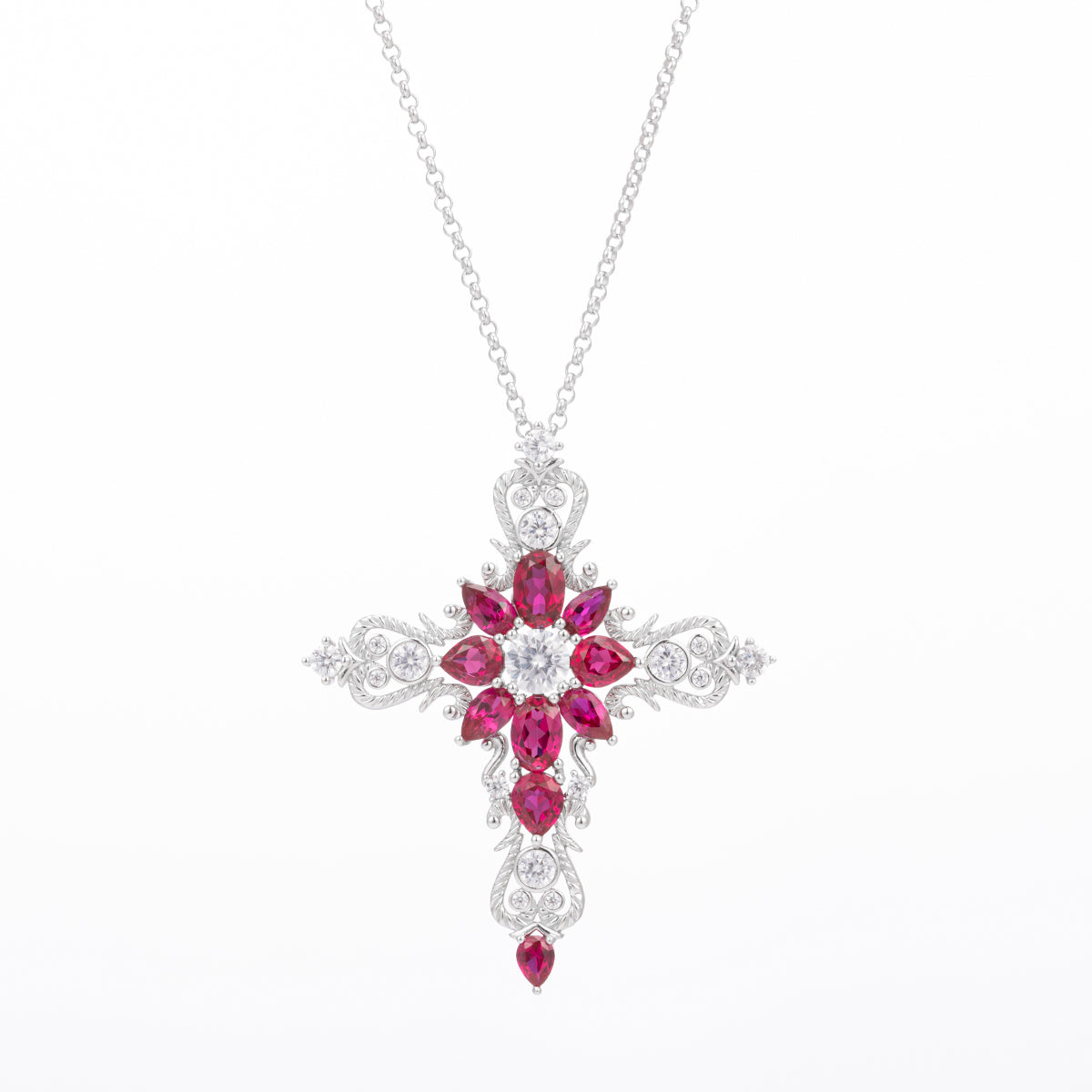 CORUNDUM LAB GROWN RUBY PENDANT IN STERLING SILVER