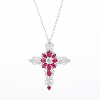 CORUNDUM LAB GROWN RUBY PENDANT IN STERLING SILVER