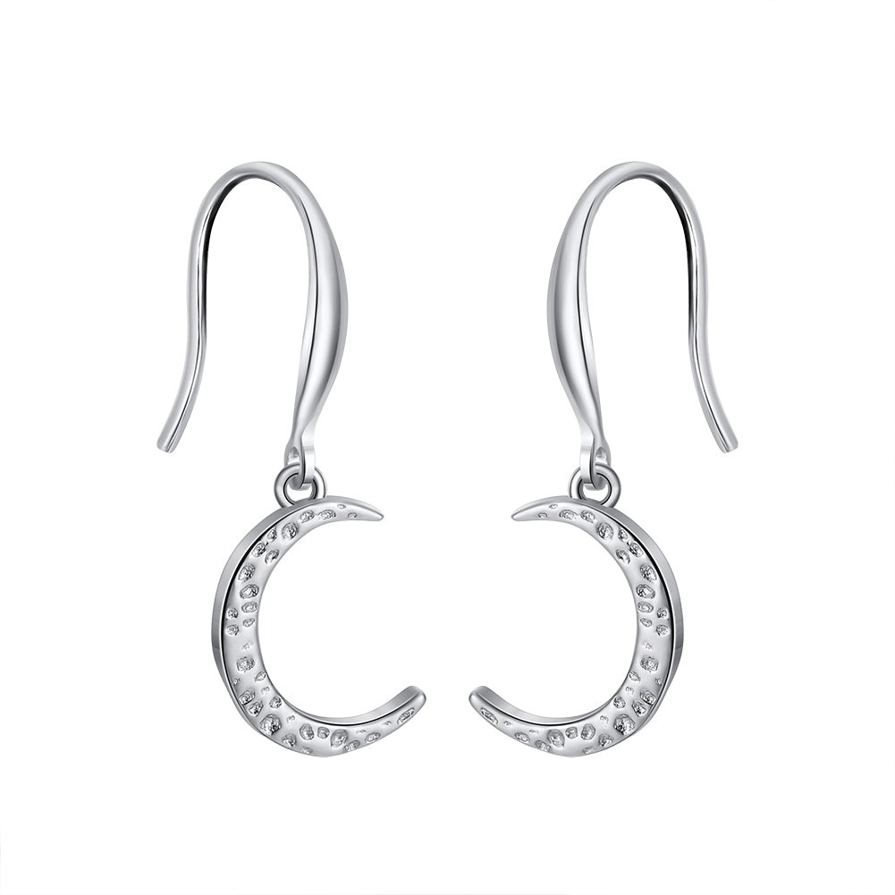 HAMMERED CRESCENT MOON EARRINGS IN STERLING SILVER