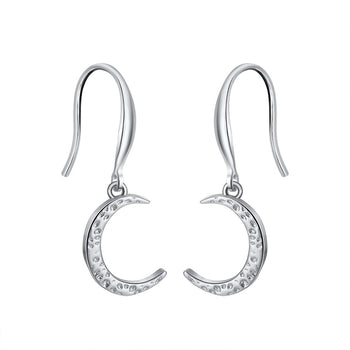 Boucles d'oreilles en forme de croissant de lune martelé en argent massif