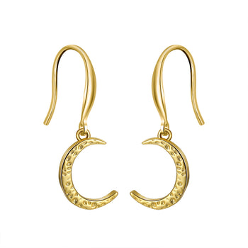 Boucles d'oreilles en forme de croissant de lune martelé en argent massif