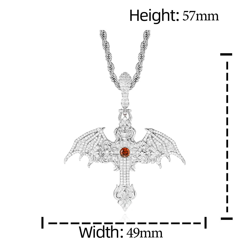 Dragon-shaped pendant with moissanite, sterling silver, and GRA certificate on a blue background