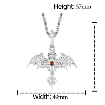 Dragon-shaped pendant with moissanite, sterling silver, and GRA certificate on a blue background