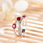 CROSS GEOMETRIC OVAL CUT RUBY RING IN STERLING SILVER