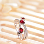 CROSS GEOMETRIC OVAL CUT RUBY RING IN STERLING SILVER