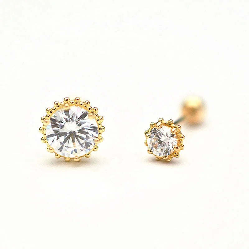 CROWN SOLITAIRE STUDS EARRING/NOSERING IN SOLID GOLD