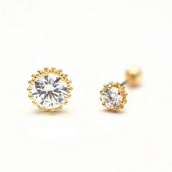 CROWN SOLITAIRE STUDS EARRING/NOSERING IN SOLID GOLD