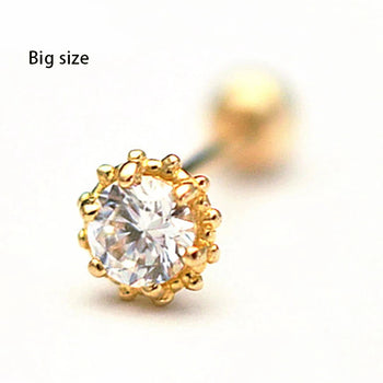 CROWN SOLITAIRE STUDS EARRING/NOSERING IN SOLID GOLD