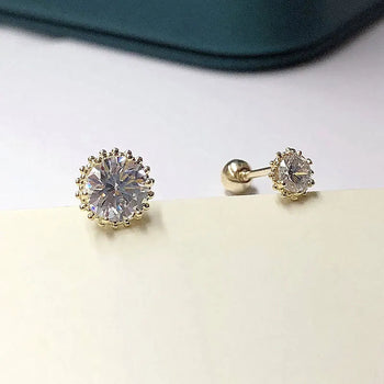 CROWN SOLITAIRE STUDS EARRING/NOSERING IN SOLID GOLD