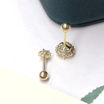 CROWN SOLITAIRE STUDS EARRING/NOSERING IN SOLID GOLD