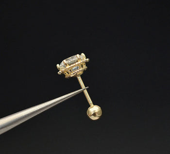CROWN SOLITAIRE STUDS EARRING/NOSERING IN SOLID GOLD