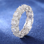 CUSHION CUT MOISSANITE DIAMOND HALO TENNIS ETERNITY RING IN STERLING SILVER