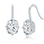 CUSHION CUT MOISSANITE DANGLE DROP EARRINGS IN STERLING SILVER