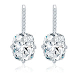 CUSHION CUT MOISSANITE DANGLE DROP EARRINGS IN STERLING SILVER