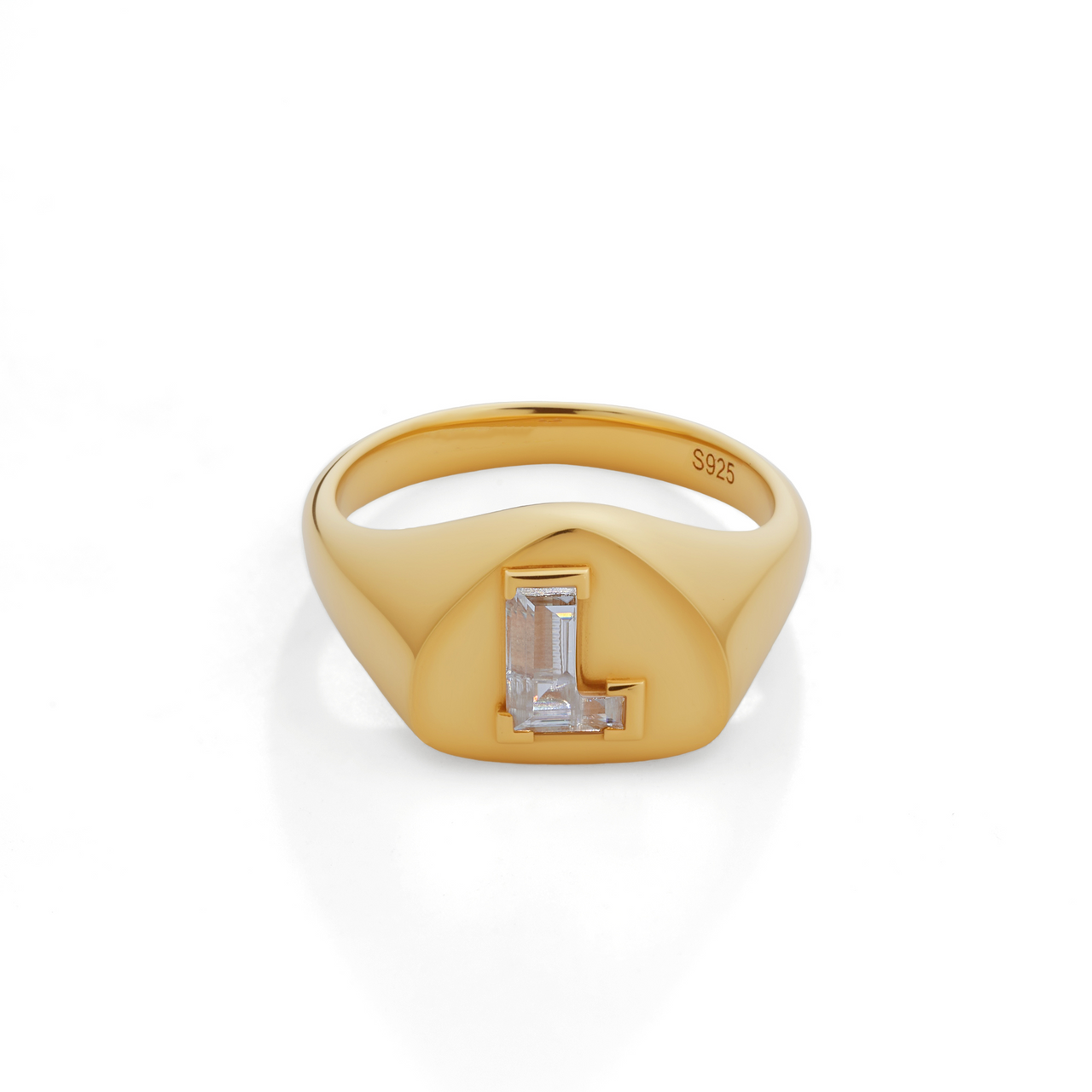 CUSTOM INITIAL MOISSANITE RING IN STERLING SILVER