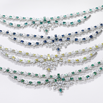 PEAR AND ASSCHER CUT MOISSANITE NECKLACE JEWELRY SET IN STERLING SILVER