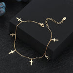 DAINTY CROSS CHARM ANKLET IN STERLING SILVER