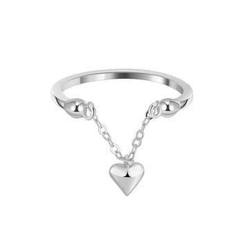 DAINTY HEART CHARM RING IN STERLING SILVER