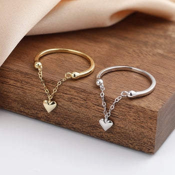 DAINTY HEART CHARM RING IN STERLING SILVER