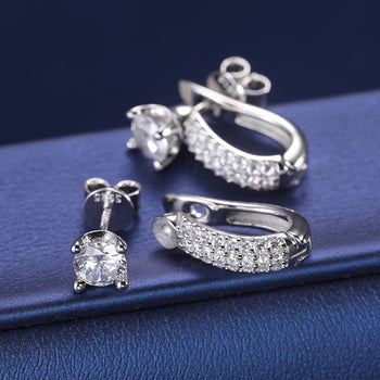 DETACHABLE MOISSANITE STUD EARRINGS IN STERLING SILVER