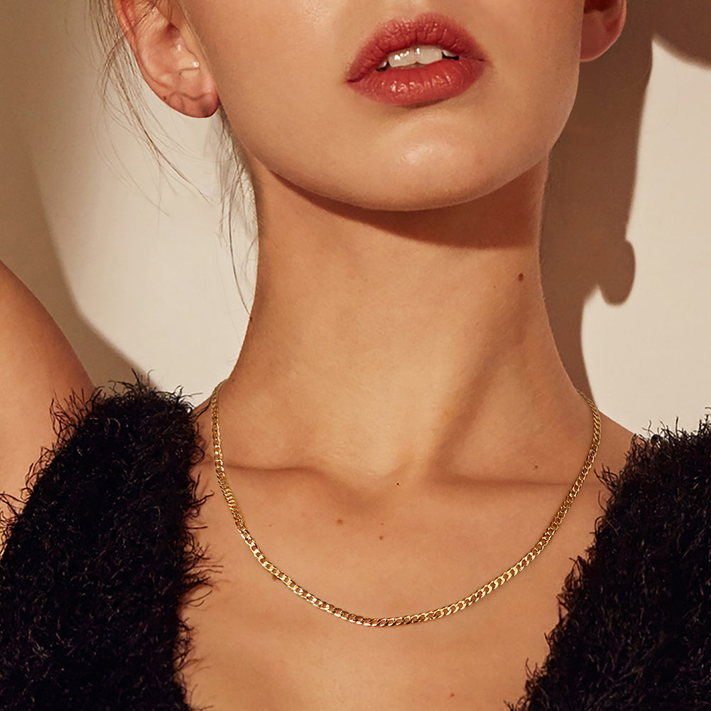 DIAMOND CUT CUBAN LINK CURB CHAIN IN STERLING SILVER