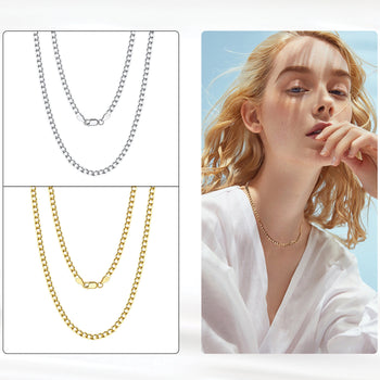 DIAMOND CUT CUBAN LINK CURB CHAIN IN STERLING SILVER