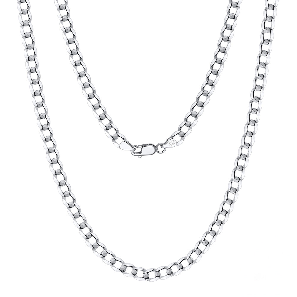 DIAMOND CUT CUBAN LINK CURB CHAIN IN STERLING SILVER