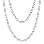 DIAMOND CUT CUBAN LINK CURB CHAIN IN STERLING SILVER