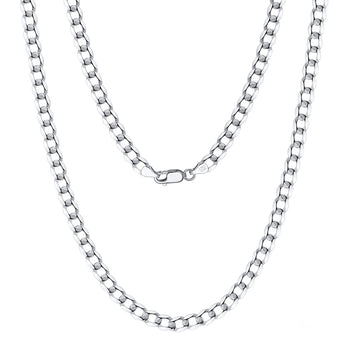 DIAMOND CUT CUBAN LINK CURB CHAIN IN STERLING SILVER